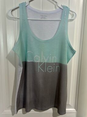 Calvin Klein Mint and Gray Block Tank Top